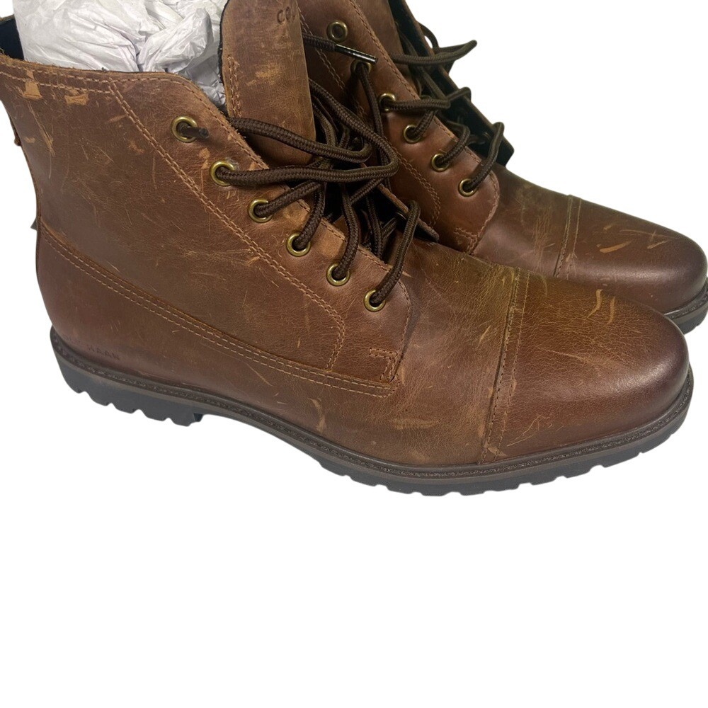 Cole‎ Haan's Men's Grand Lug New Brown Leather Water Resistant 7.5 Boots